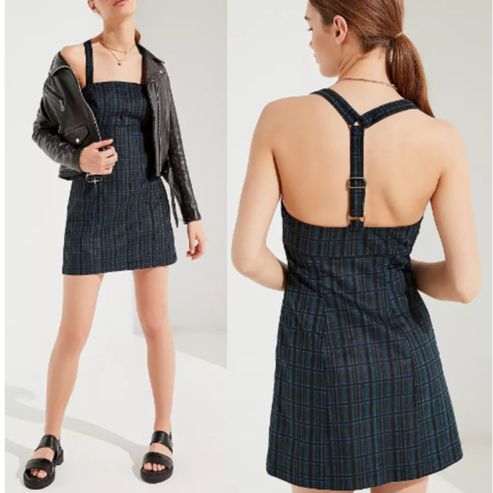 Urban Outfitters Black and Blue Plaid Mini Dress
